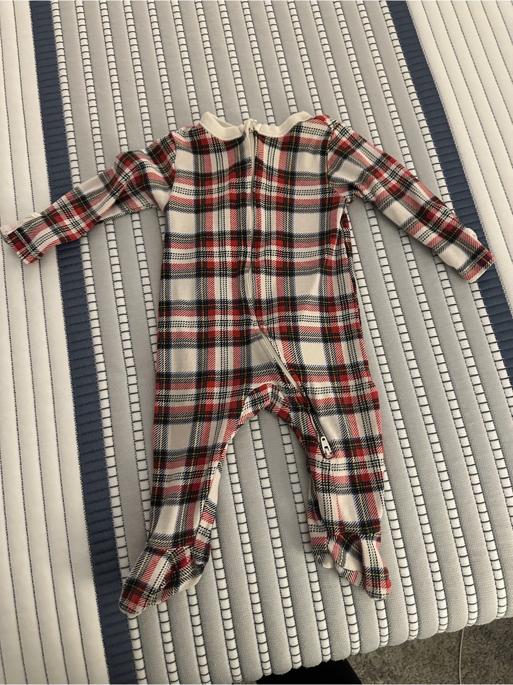 Old Navy Red Plaid Kids One-Piece Footed Pajamas
